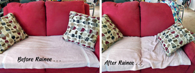 The loveseat, before and after Rainee (07/30/15). Click on image to view larger size in a new window.
