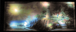 Thomas Kinkade's "The Light of Peace" at night. Click on picture to see larger size in a new window.