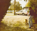 Foofer & Rocky saying goodbye to my parents after a visit (10/25/98).